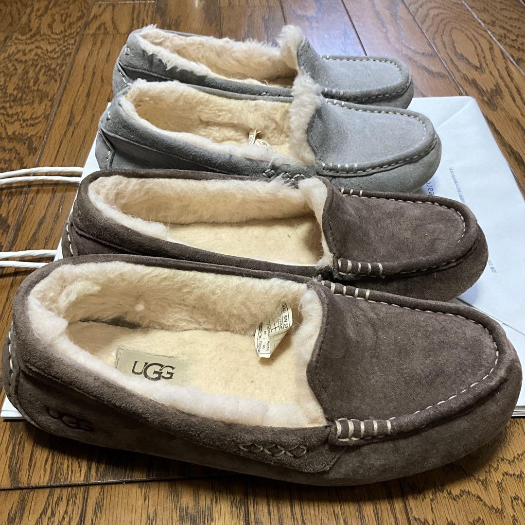 アグ UGG モカシン23cm グレーとブラウン　美品　2足セット