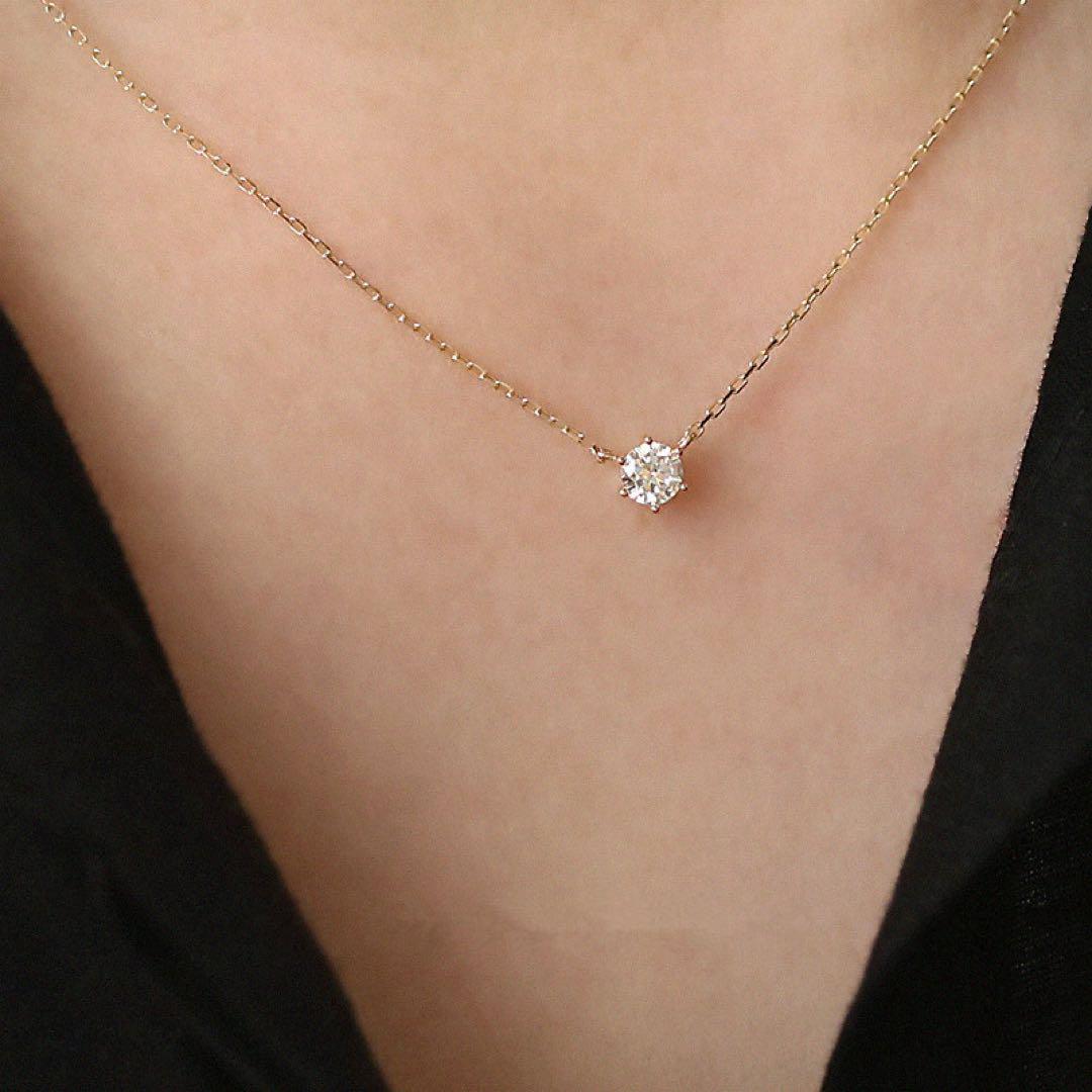 新品】一粒ダイヤ ネックレス CZ ゴールド k18gp ete agate