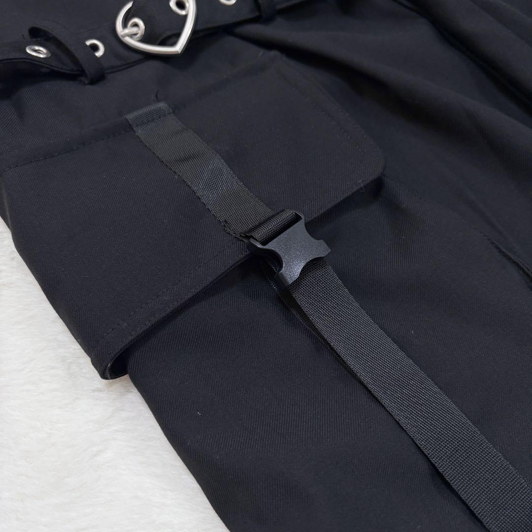 Amilige】ベルト パンツ ロング ブラック 黒 ハート 原宿 病み