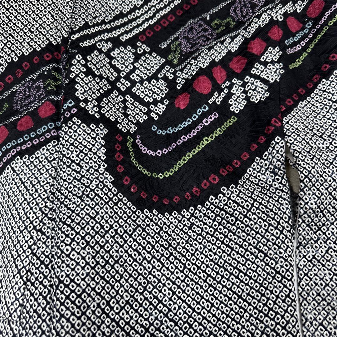 振袖 着物 中古 リサイクル 正絹 金駒刺繍 花模様 梅 桜 鹿の子