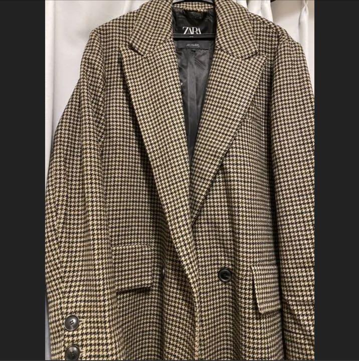 完売★ZARA★ ウールミックスハウンドトゥースコート