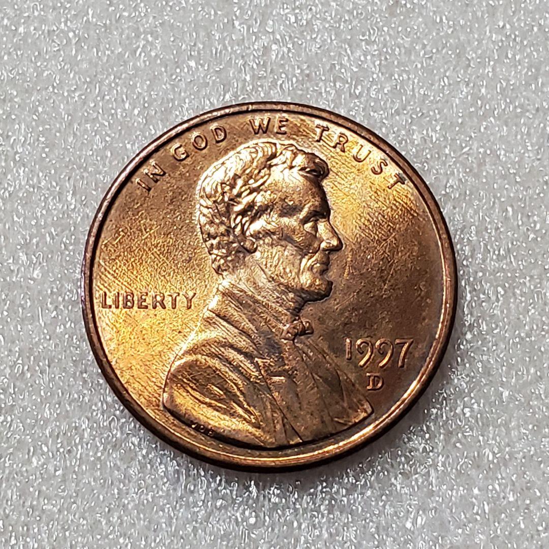 3855. 極美品 エラー ？ 1997年 D アメリカ 1セント 海外硬貨 - メルカリ