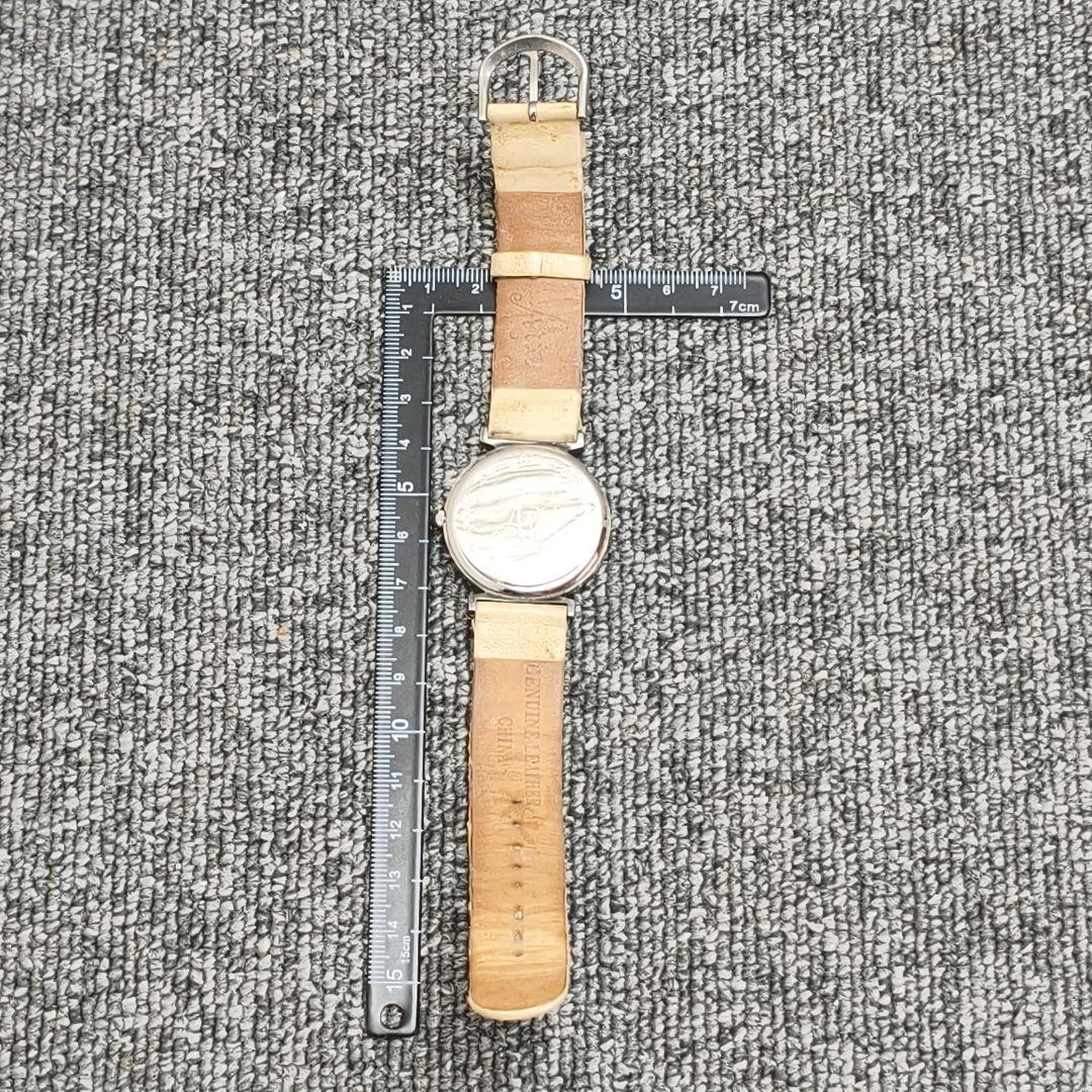 ♥️ 動作品 Aria クォーツ 腕時計 ベージュレザー 銀