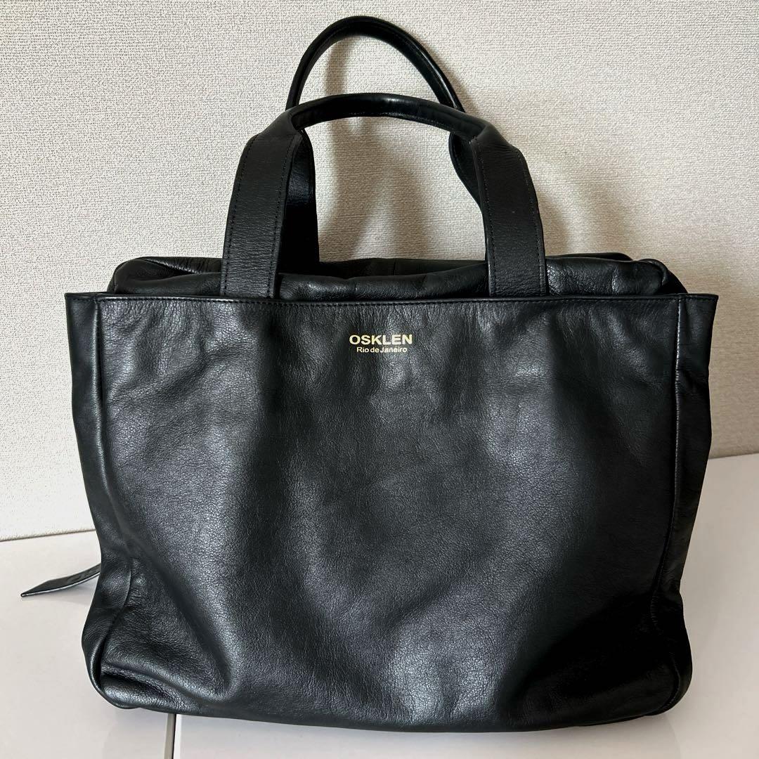 OSKLEN オスクレン レザー トートバッグ ブラック 黒 ハンドバッグ 画像2