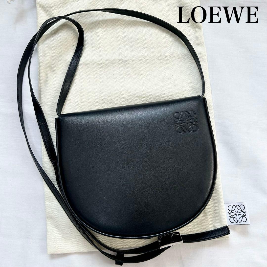 ■美品■LOEWE ショルダーバッグ　アナグラム　ブラック　レザー　ヒール