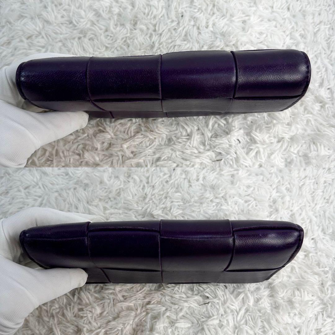 現行 ボッテガヴェネタ カセット マキシイントレチャート 長財布 ICタグ 紫 画像6