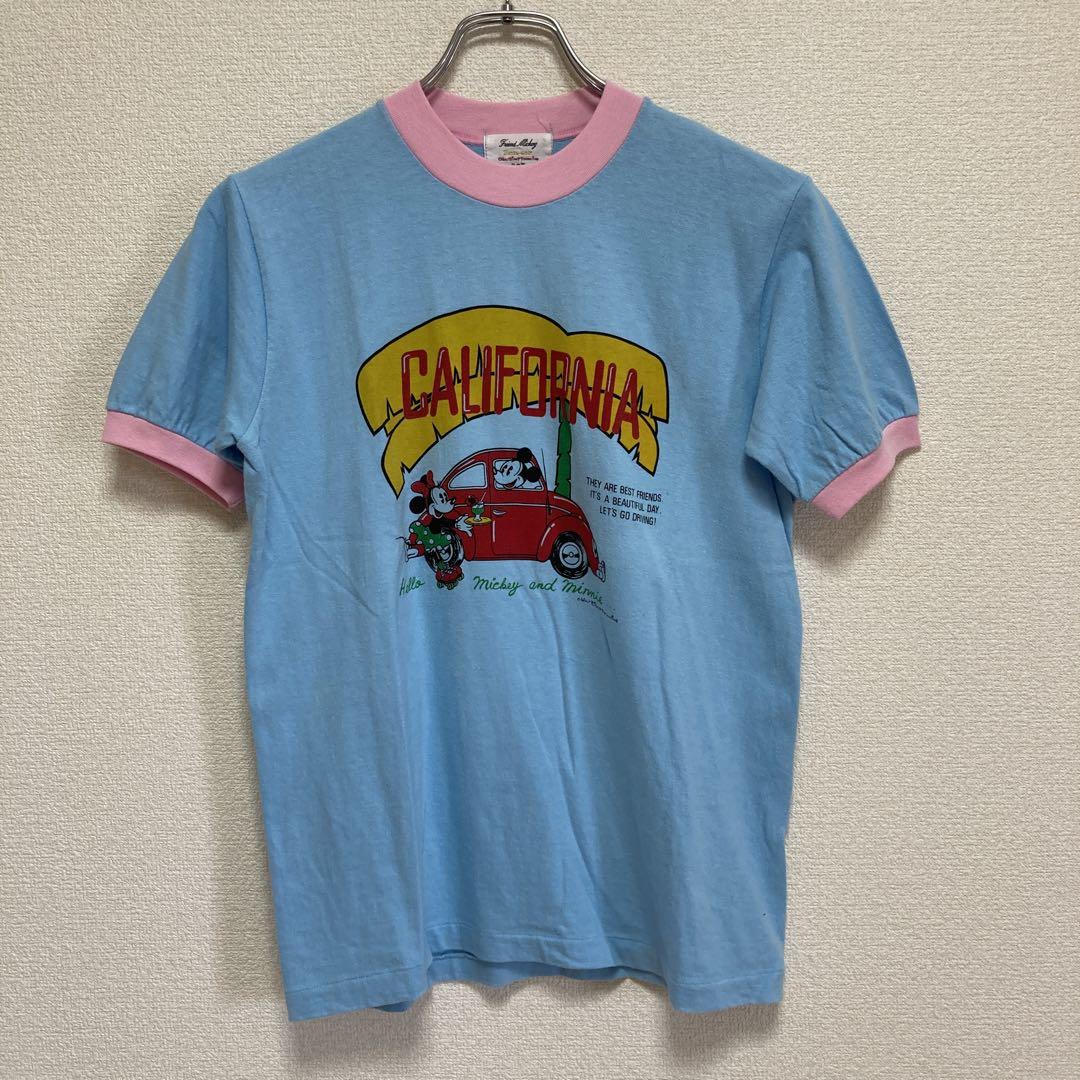 ディズニー80s ミッキー&ミニー vintage Tシャツ リンガーT