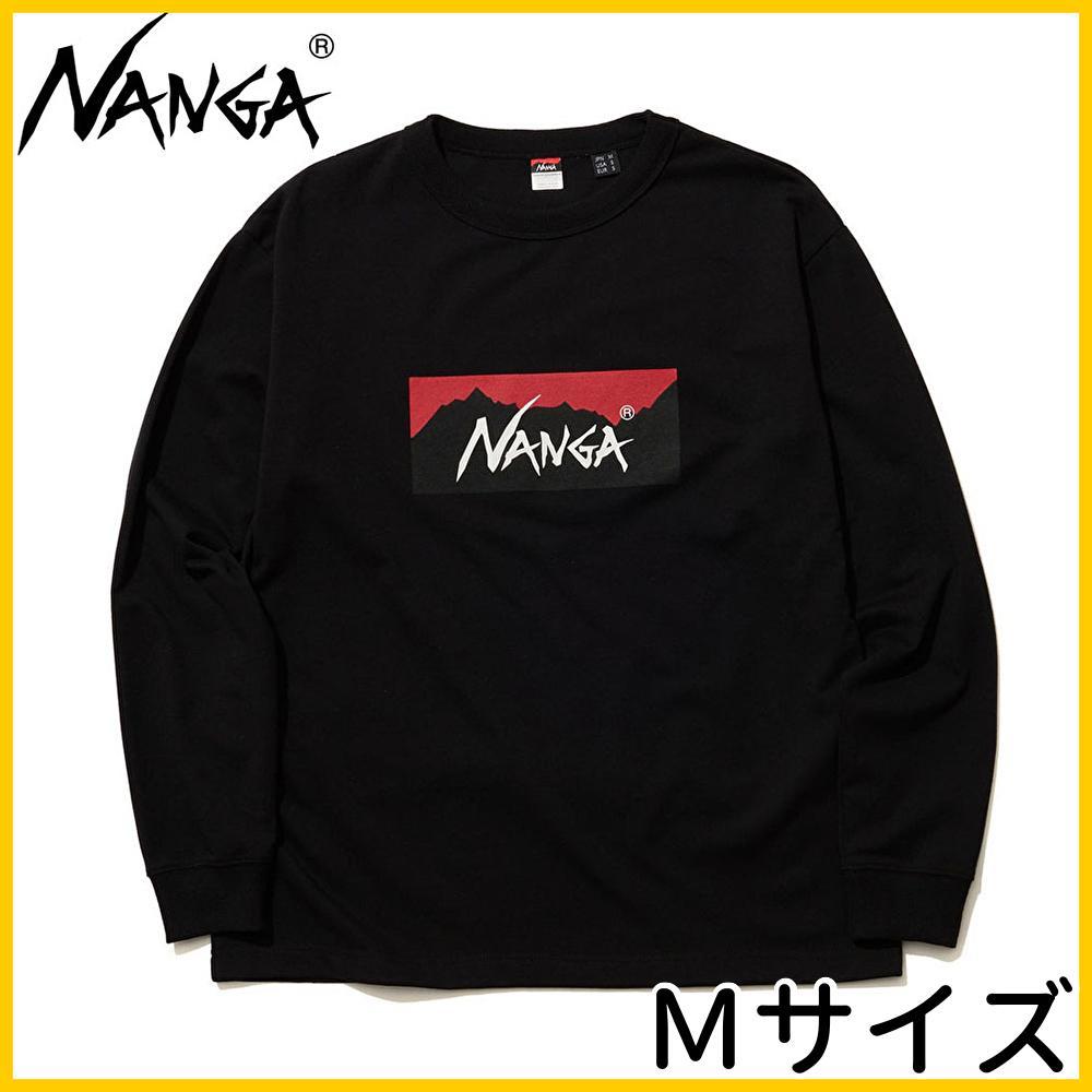 新品 ナンガ NANGA Tシャツ 長袖 ロンT ボックスロゴ ブラック M