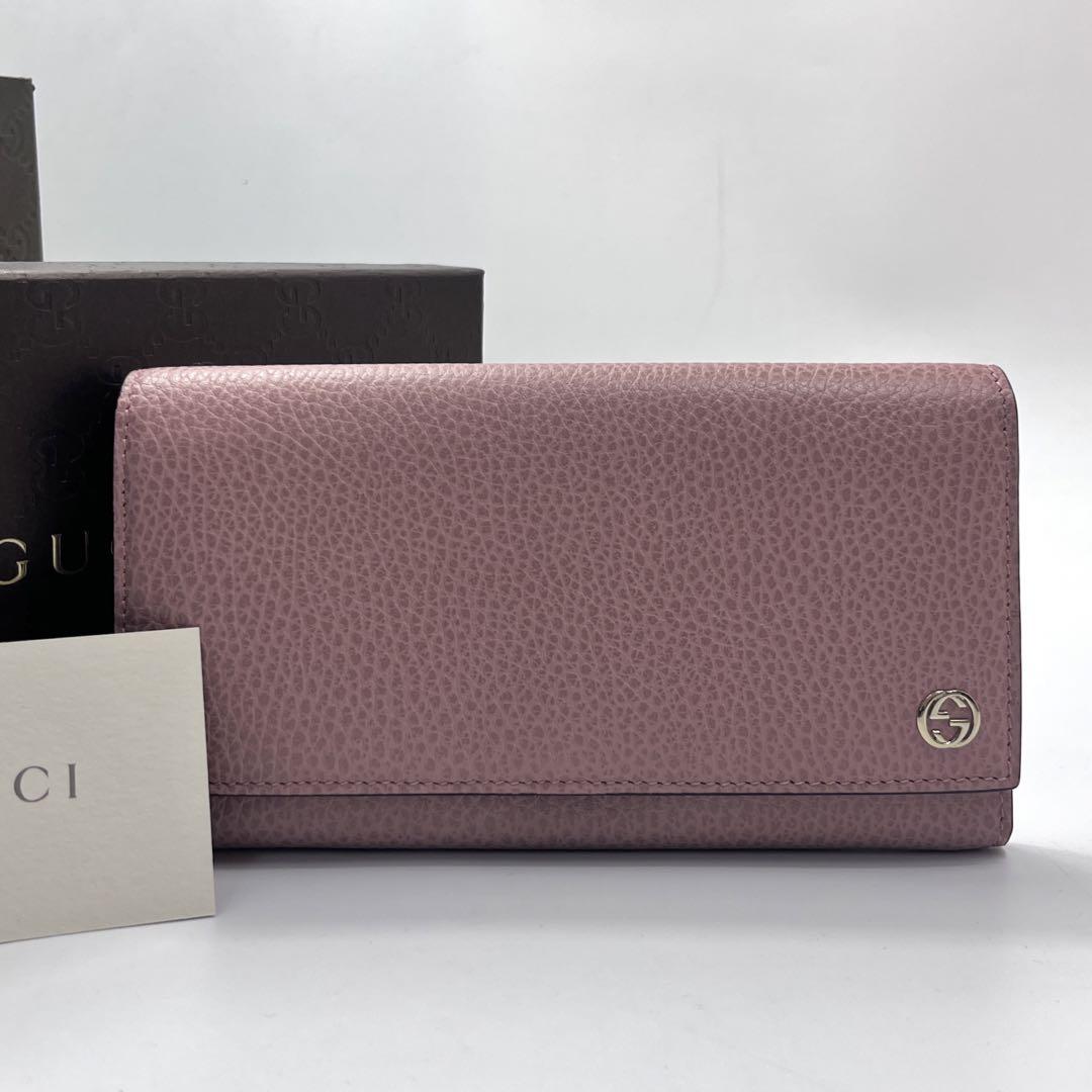 GUCCI グッチ インターロッキング 財布 長財布 革 ピンク