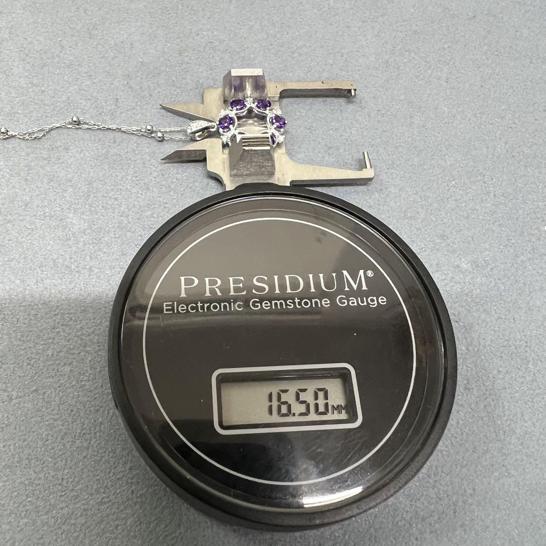 18金ホワイトゴールド アメジストダイヤモンドネックレス4.2g 45cm 画像10