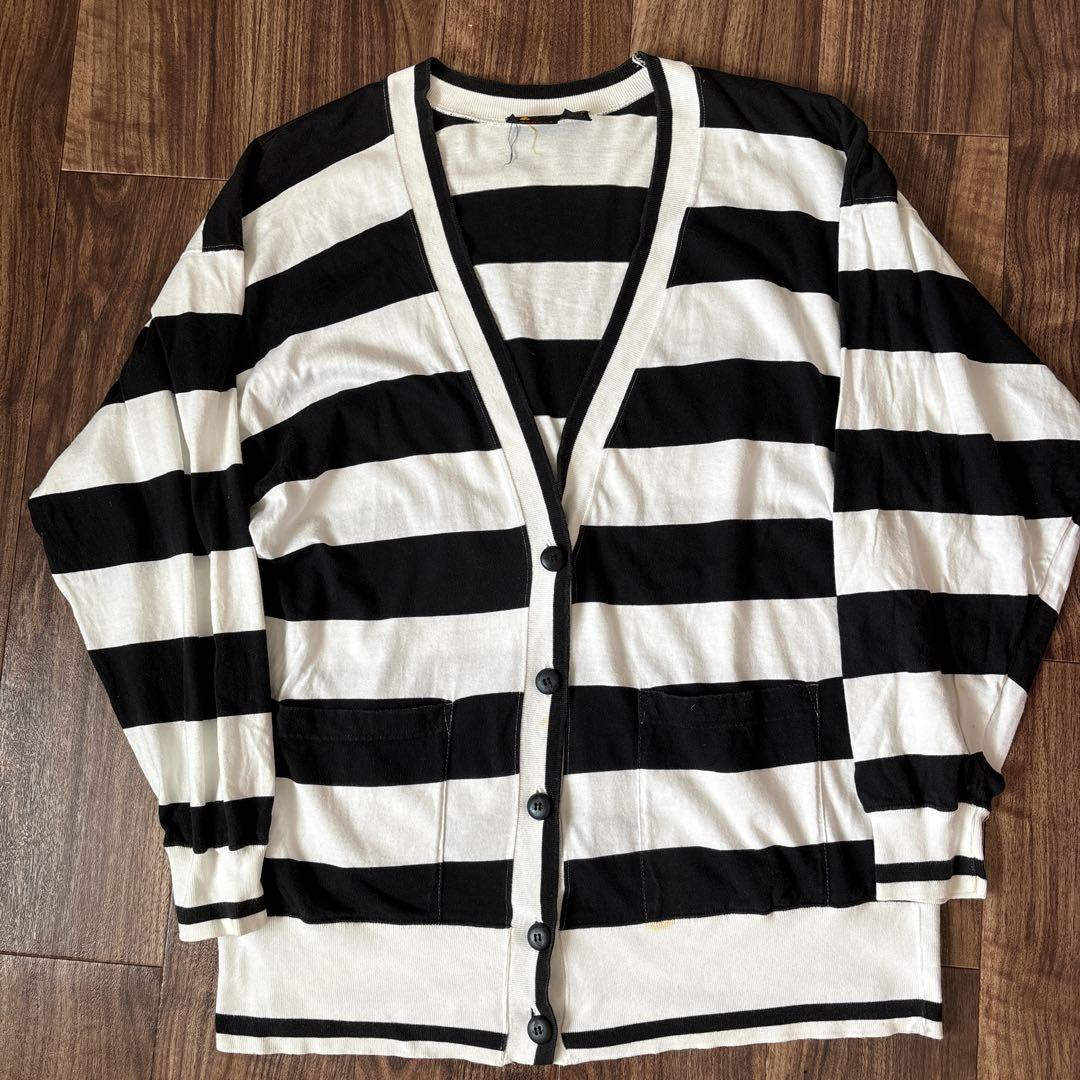 90s usa 古着 Lizsport ボーダー コットン カーディガン
