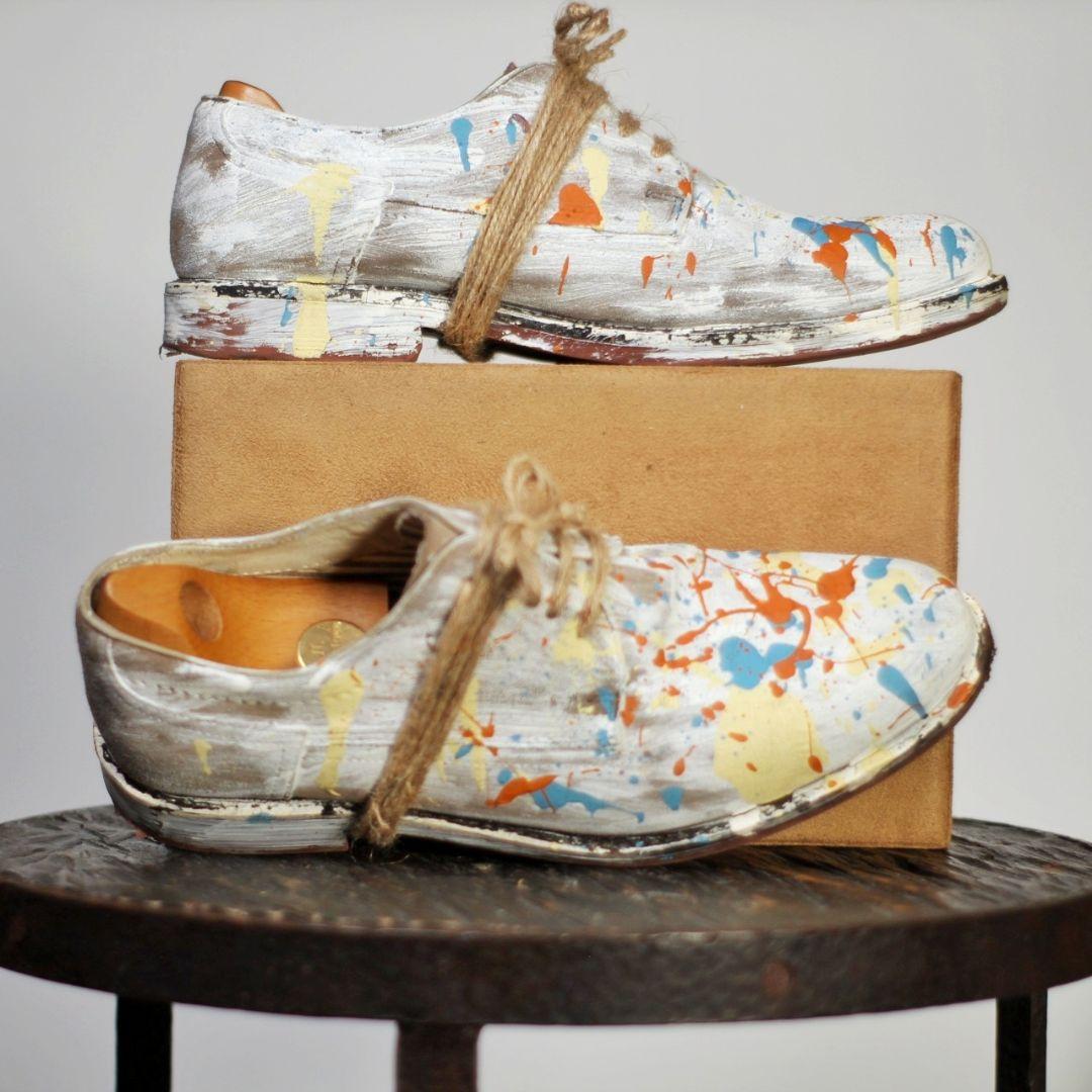 Suede Plain toe derby【action painted】