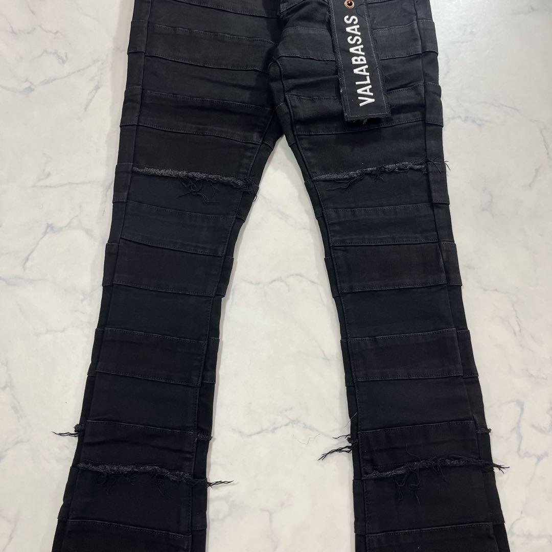 valabasas バラバサス パネルダメージフレアスキニーデニム 新品 29