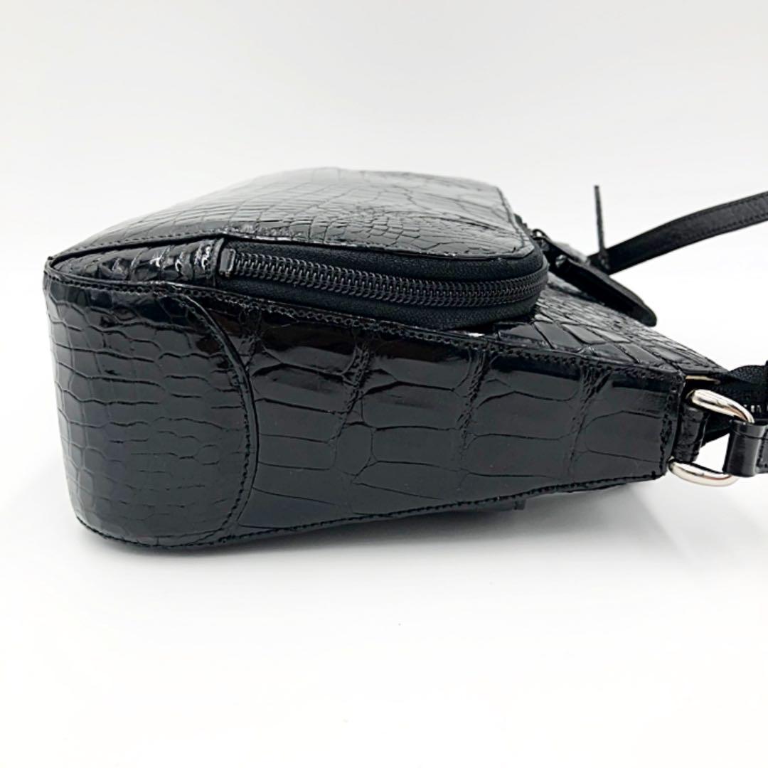 限定SALE定番 美品 高級クロコダイル JRA シャイニング加工 黒色 かっちりタイプ 5fyJ3-m47215673584 人気本物保証