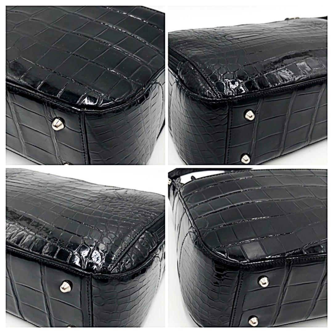 限定SALE定番 美品 高級クロコダイル JRA シャイニング加工 黒色 かっちりタイプ 5fyJ3-m47215673584 人気本物保証