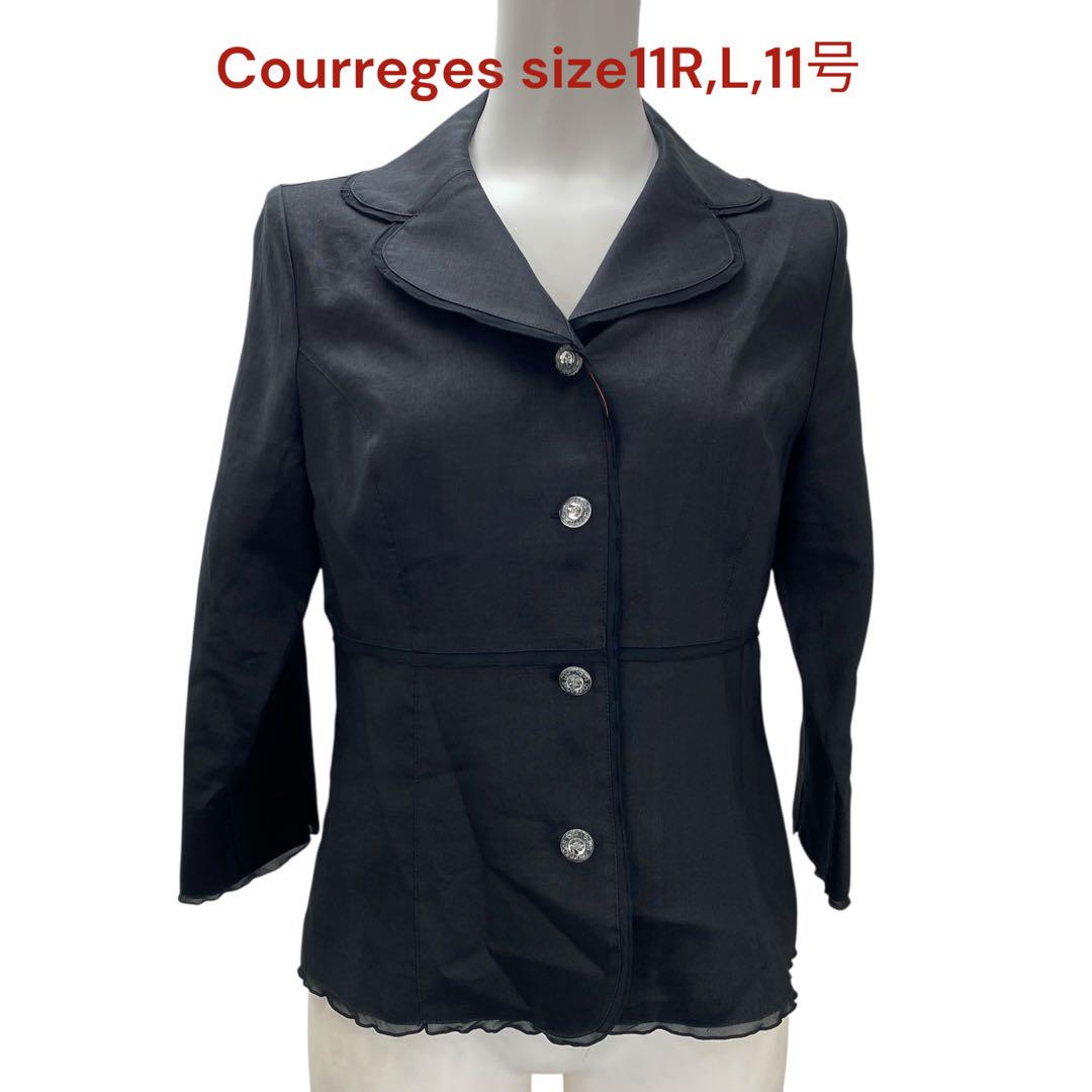 クレージュ レディース ジャケット 長袖 黒 シアー リネン 11R,L,11号