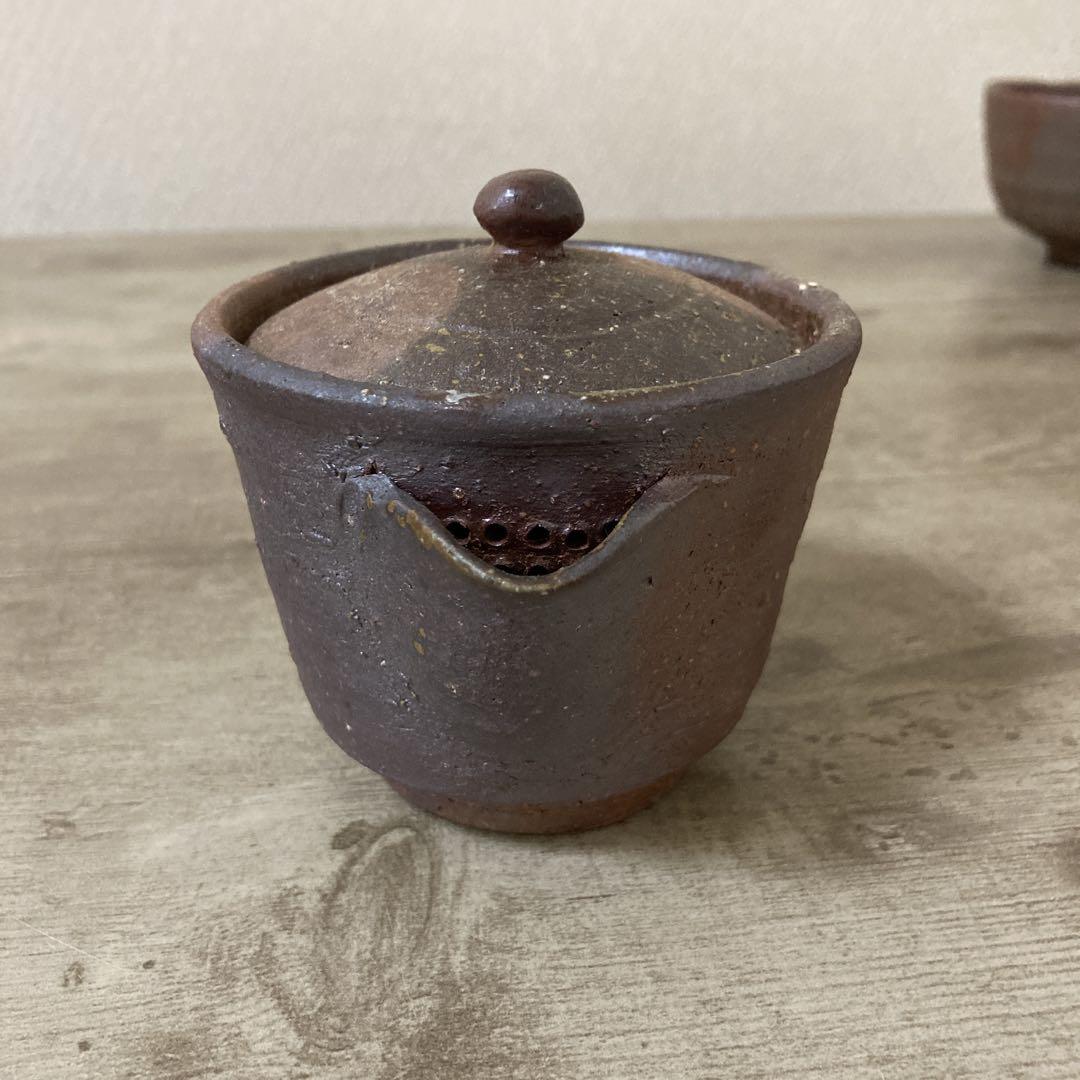 備前焼　茶器揃え　宝瓶　湯冷まし　茶碗　作家物　在銘