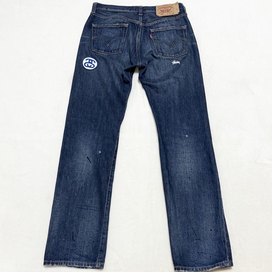 【レア】リーバイス×STUSSY 501 W30 コラボ ダメージ ペイント