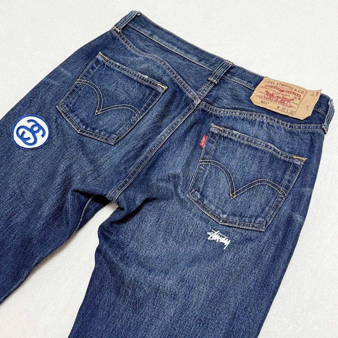 【レア】リーバイス×STUSSY 501 W30 コラボ ダメージ ペイント