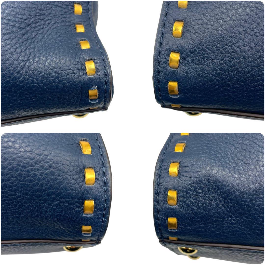 極美品　マイケルコース　2way ショルダーバッグ　スタッズ　チェーン　紺