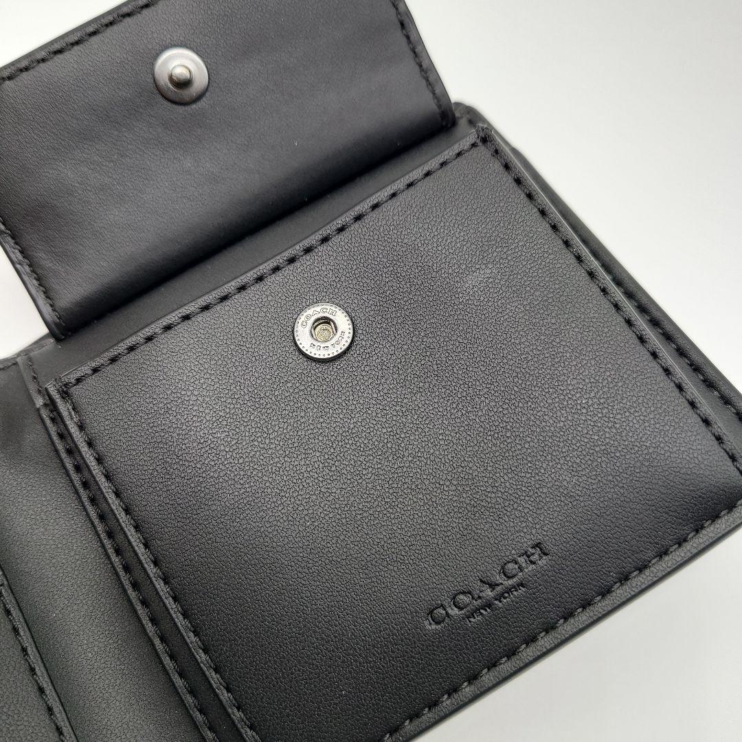 COACH 折り財布 新品 ブラック チョーク 最新作 限定品 メンズ