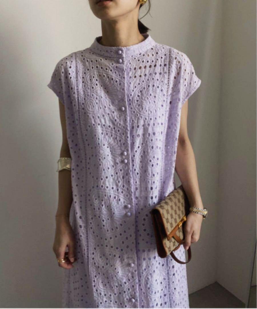 AMERI⭐︎EYELET LACE SHIRT DRESS シャツドレス レース