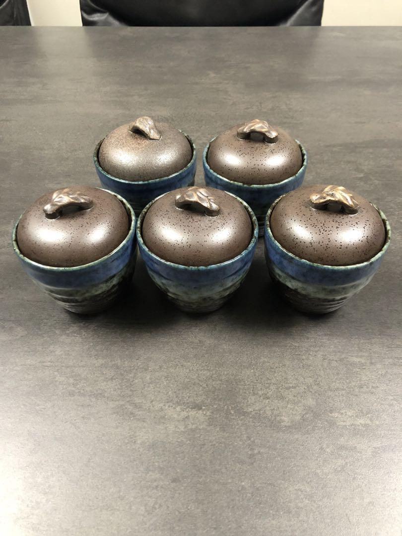 美濃焼　森の湖　蓋付き　フリーカップ　茶碗蒸し　5個セット食器