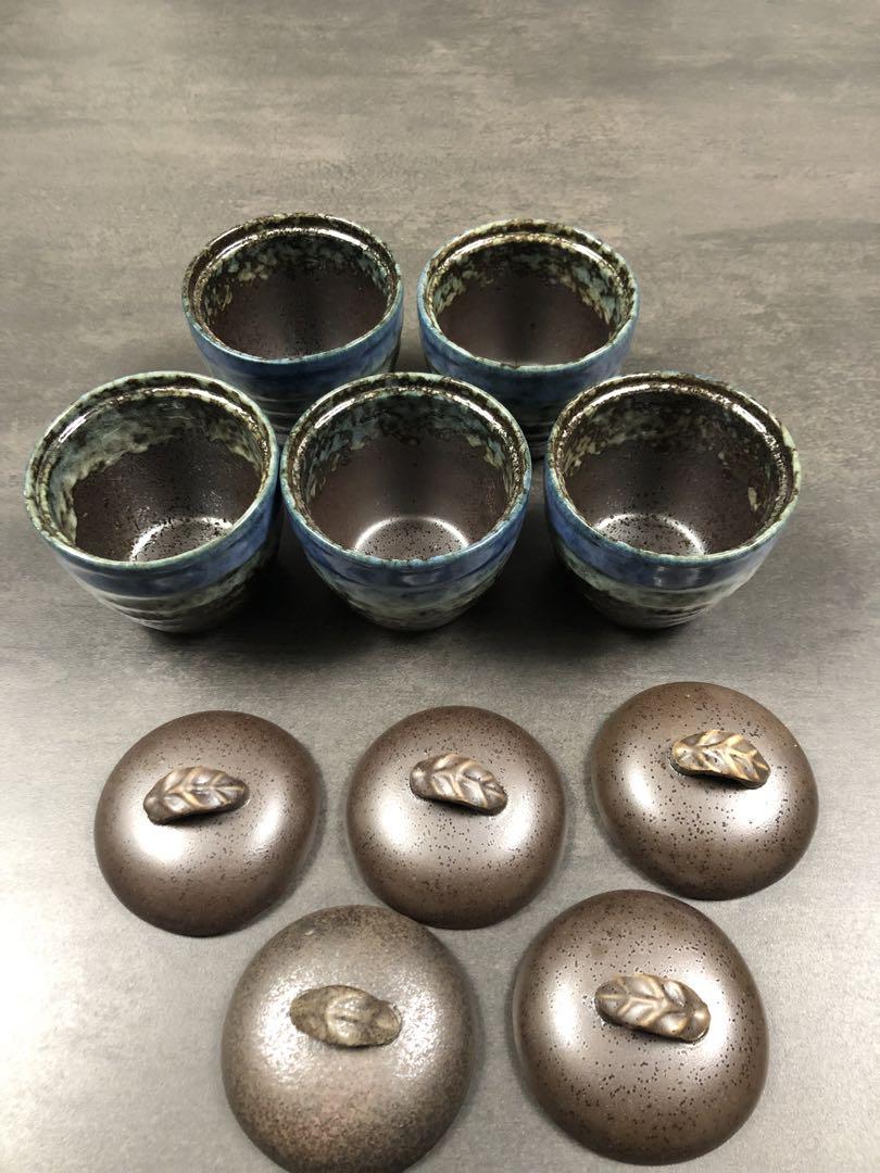 美濃焼　森の湖　蓋付き　フリーカップ　茶碗蒸し　5個セット