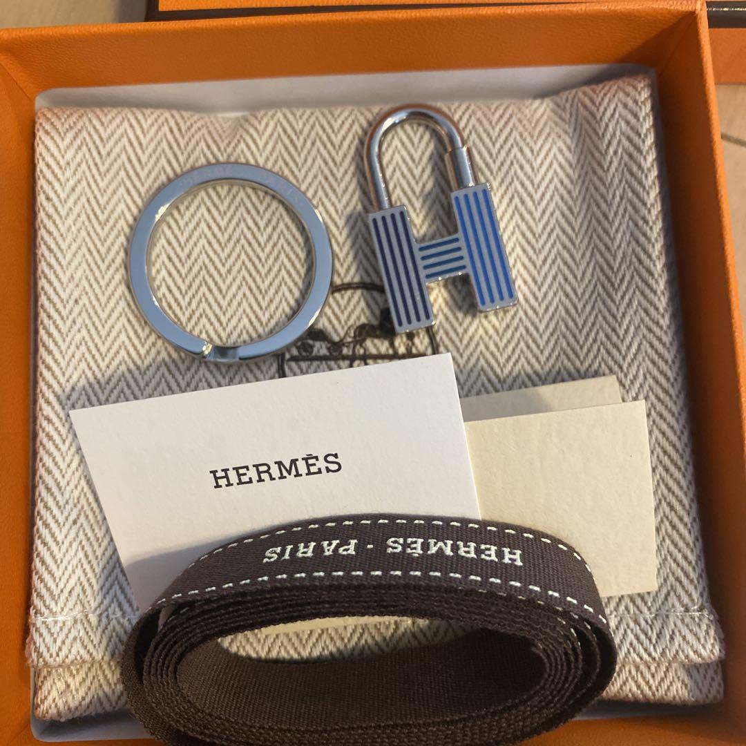 HERMES エルメス キーリング カデナ Hマーク ブルー 画像1