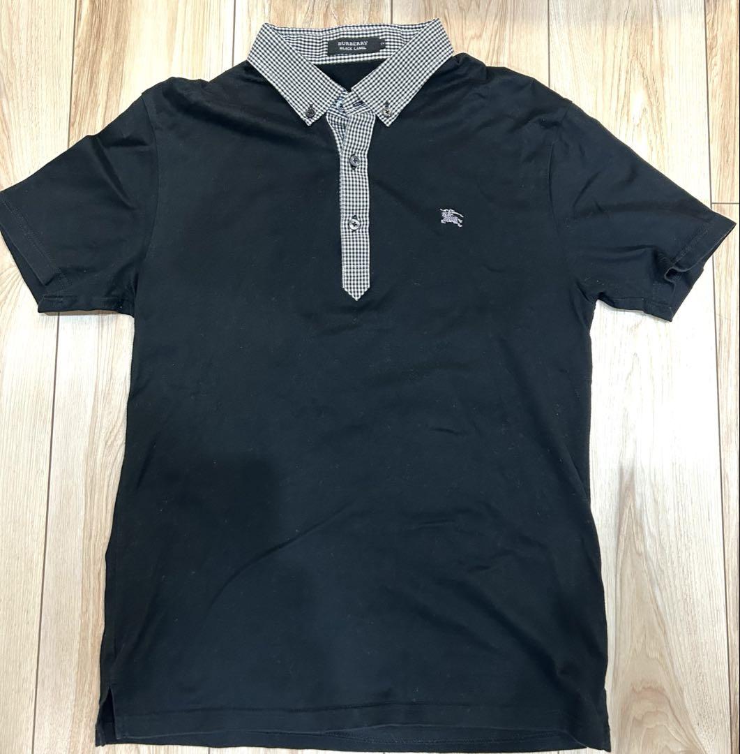 BURBERRY BLACK LABELバーバリーブラックレーベル ポロシャツ黒