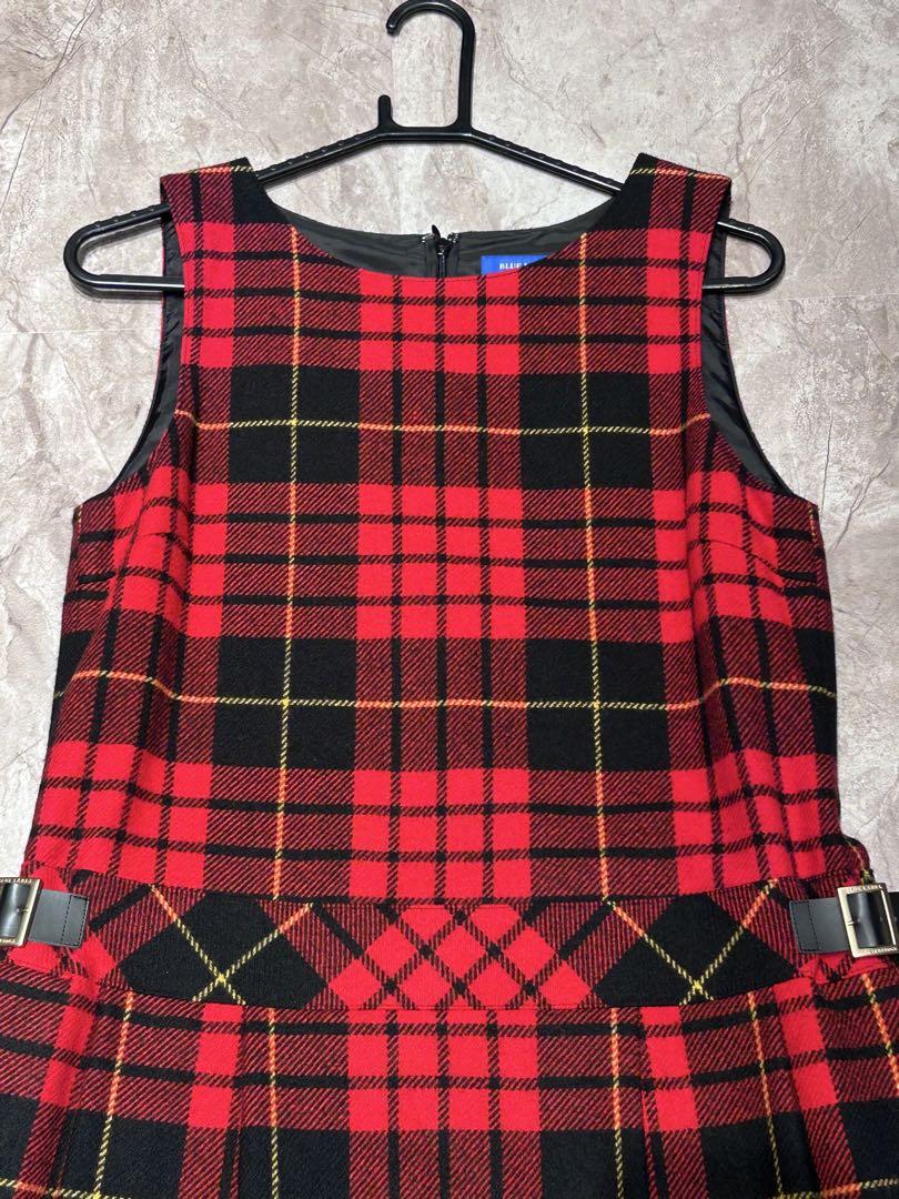 美品 ブルーレーベルクレストブリッジ ノースリーブ ワンピース チェック