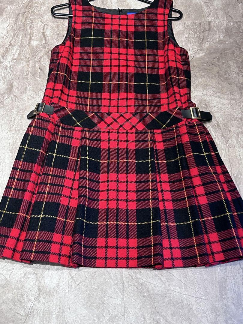 美品 ブルーレーベルクレストブリッジ ノースリーブ ワンピース チェック