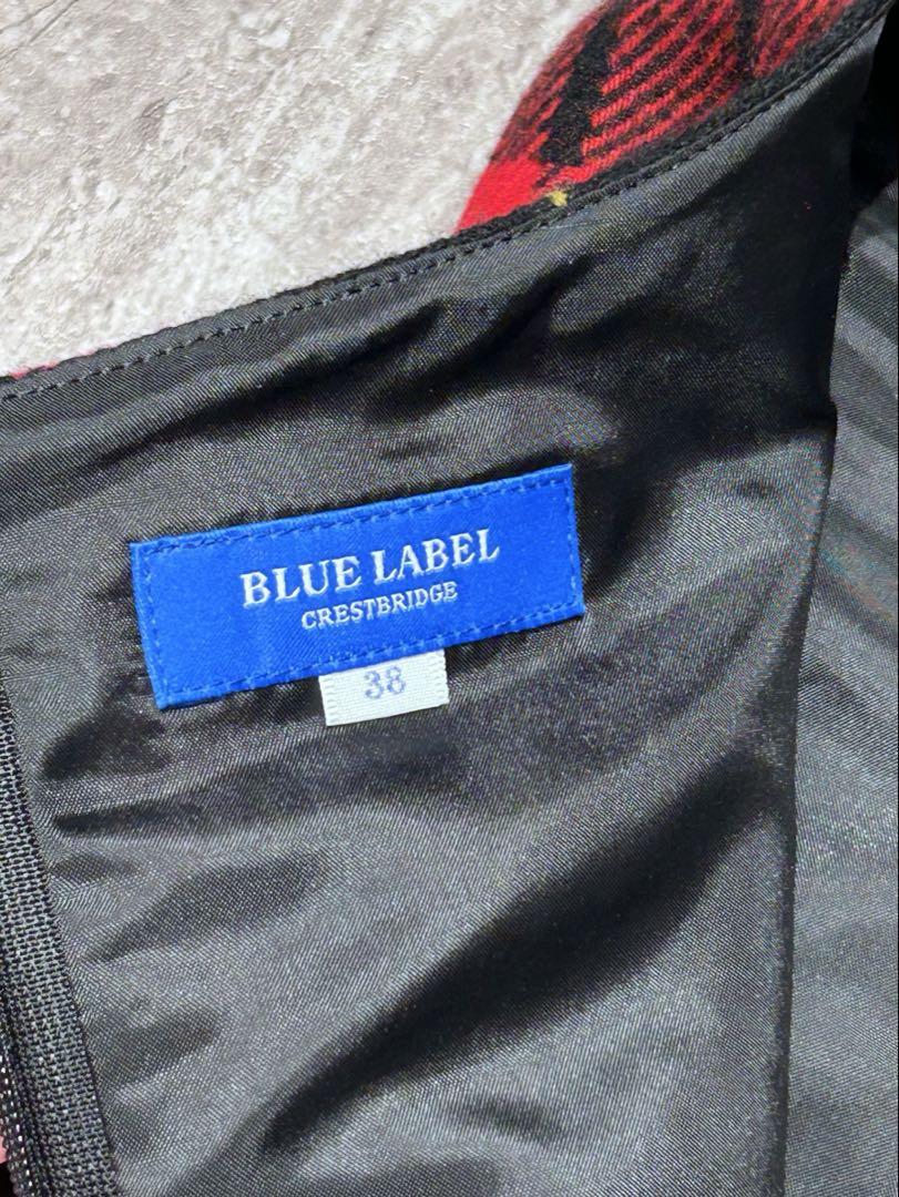 美品 ブルーレーベルクレストブリッジ ノースリーブ ワンピース チェック