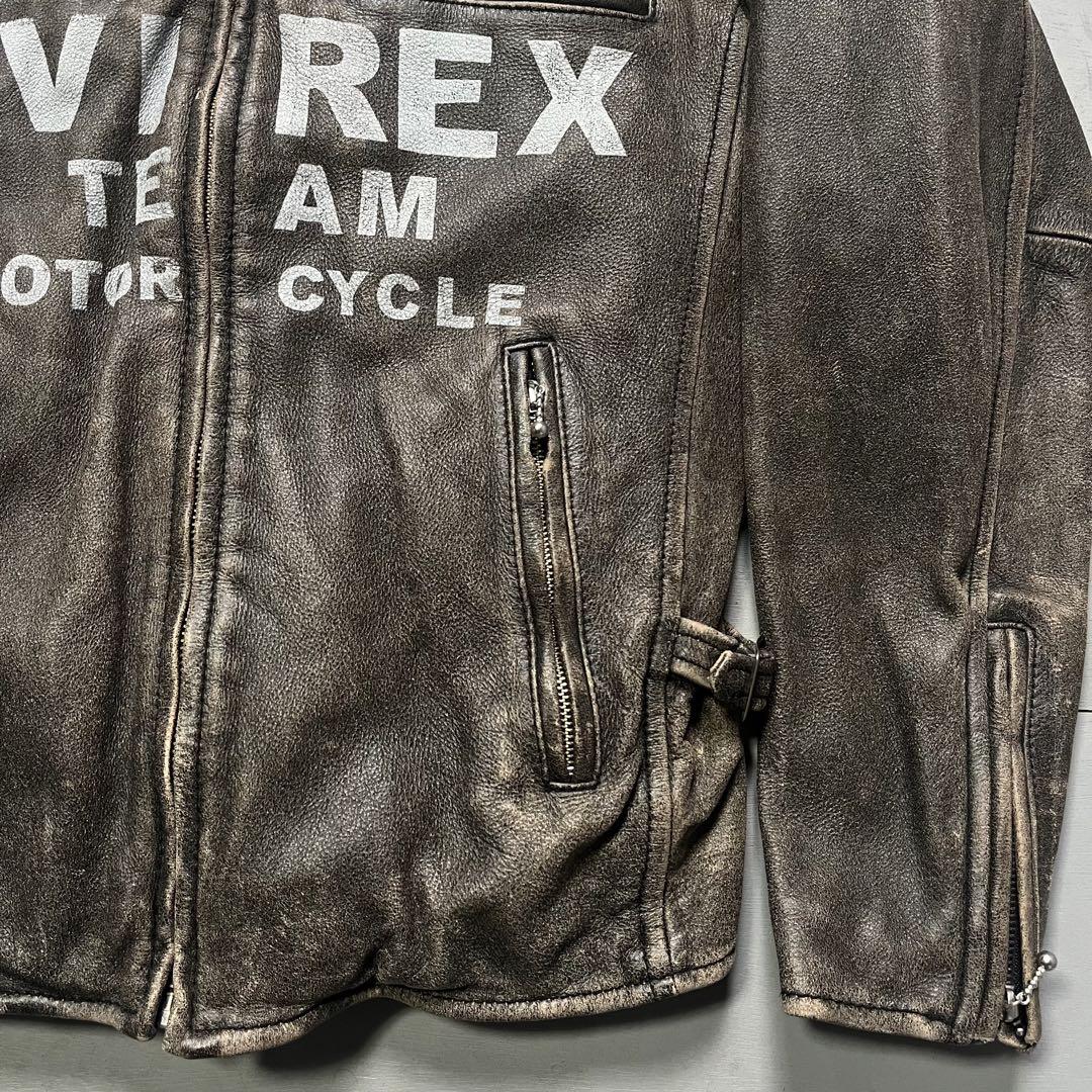 AVIREX レザージャケット　シングルライダース　VARSITY 牛革　L