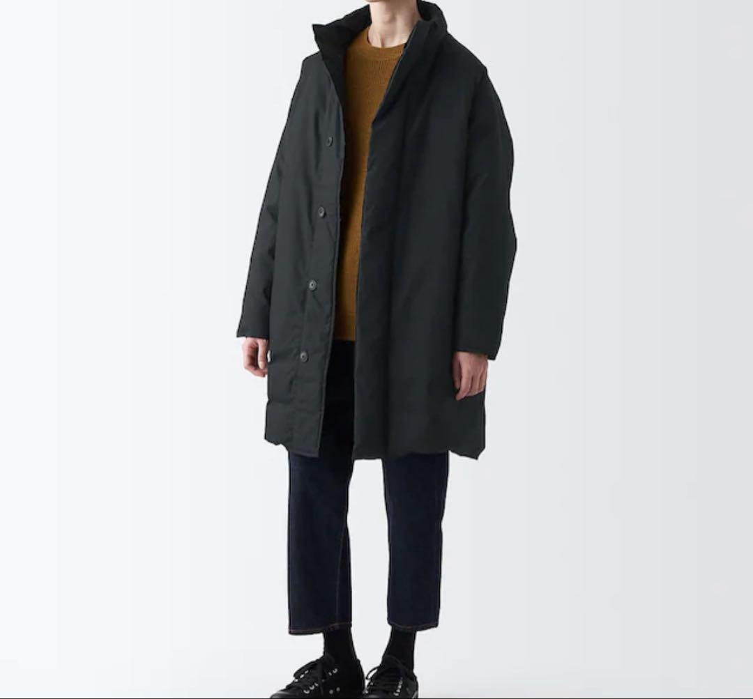 ン 大人気 新品 ノ 撥水 高密度織り Labo MUJI ダウンコート XXS-XS 黒 男女兼用 ジャケット・アウター