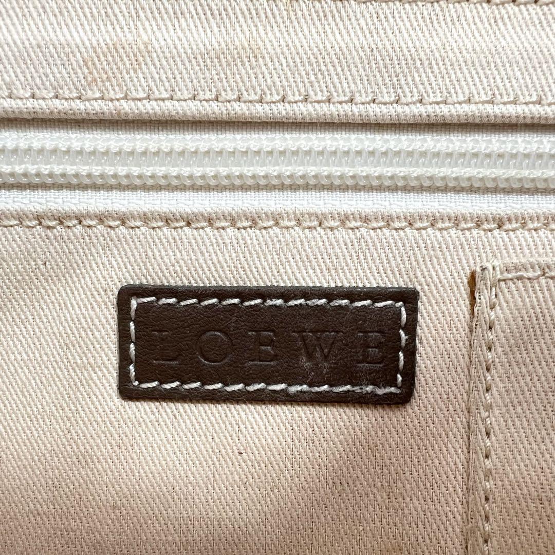 LOEWE ロエベ キャンバス レザー ショルダーバッグ アナグラムロゴ