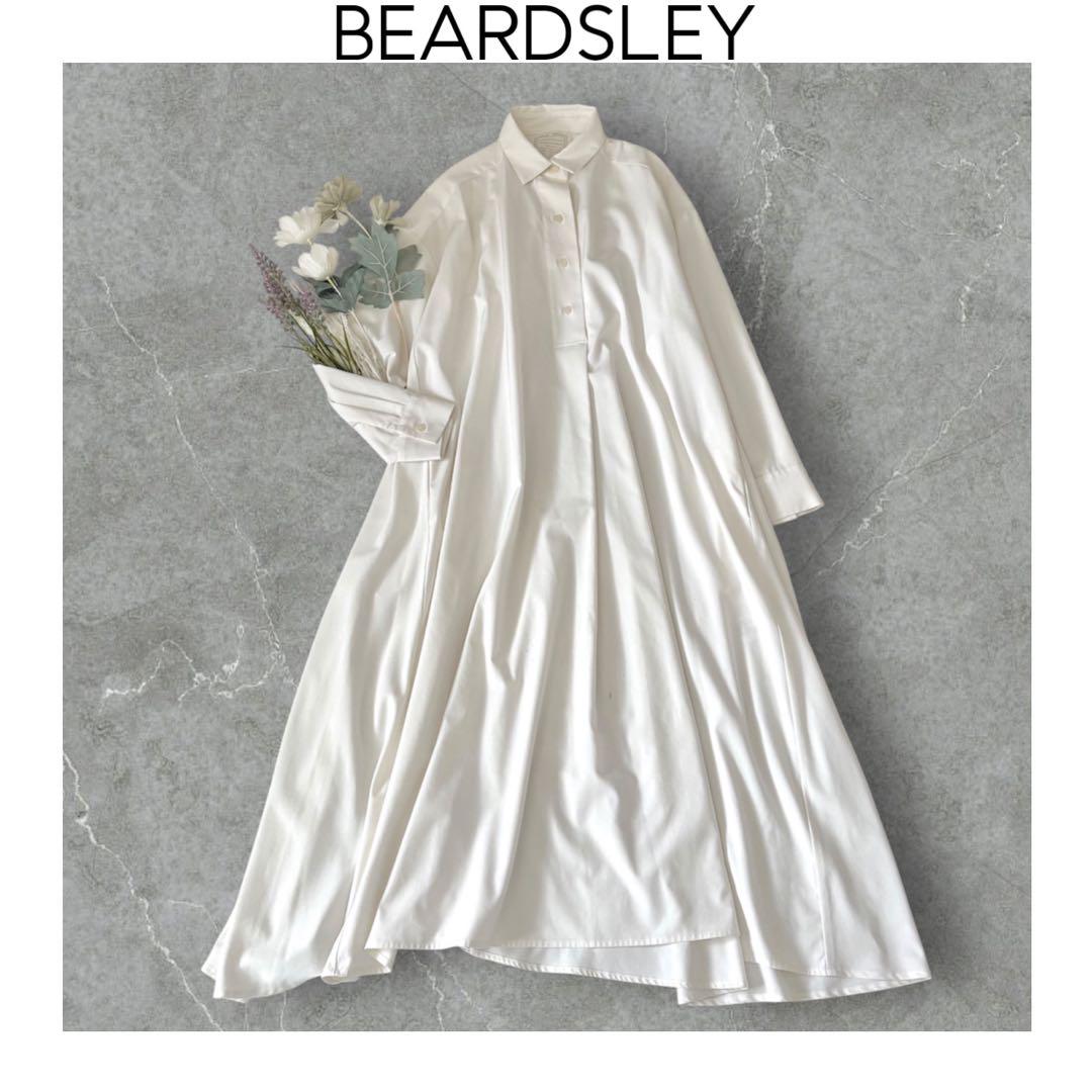 通販 公式サイト - 驚きの激安価格 BEARDSLEY フレアシャツワンピース ロング ビアズリー ホワイト ワンピース