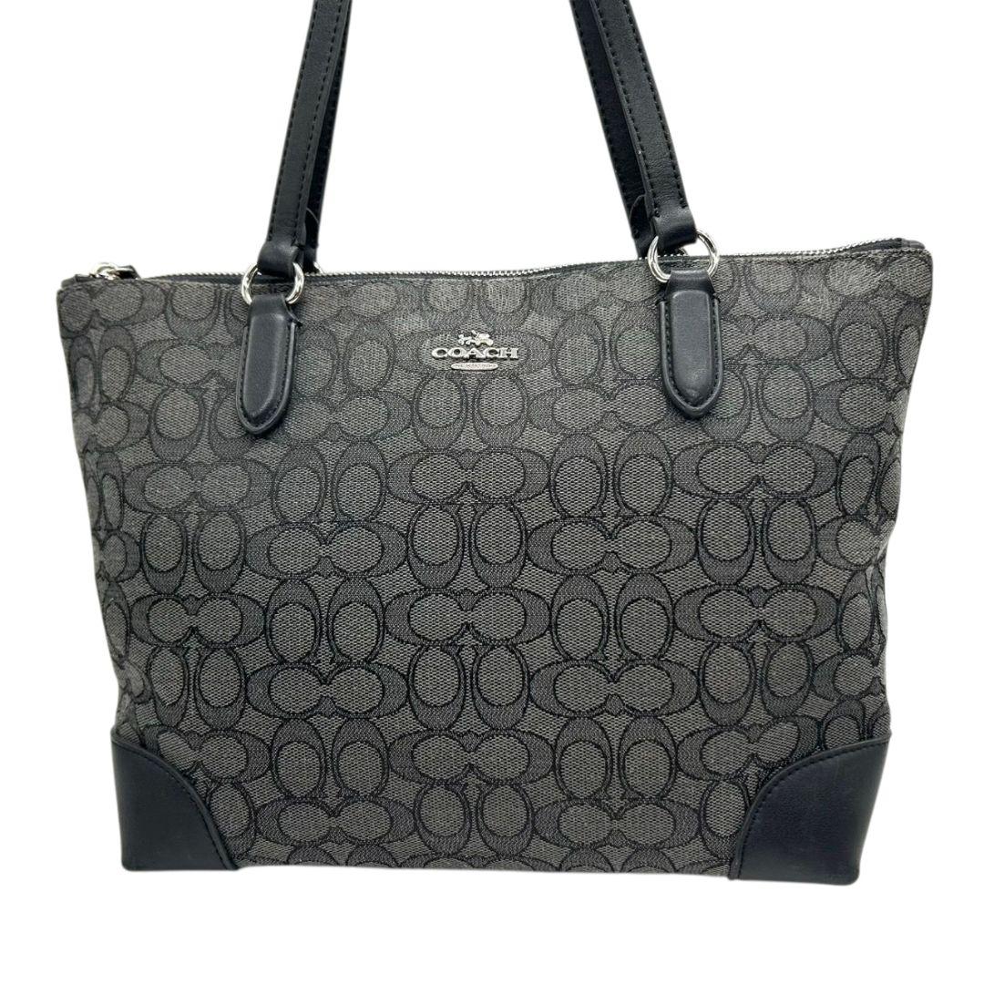 美品　コーチ　トートバッグ　黒　シグネチャー　ワンショルダー　キャンバス　s67