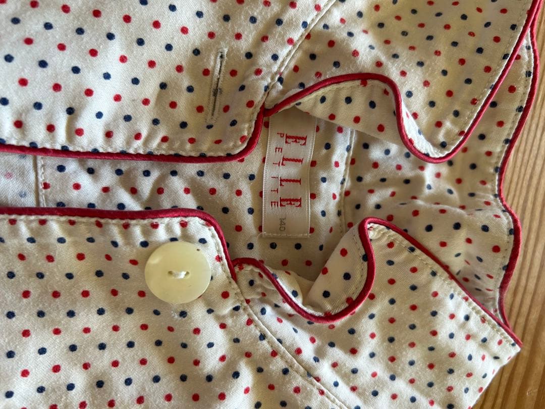 ELLE ドット柄 長袖長ズボンキッズパジャマ 140cm 白赤紺