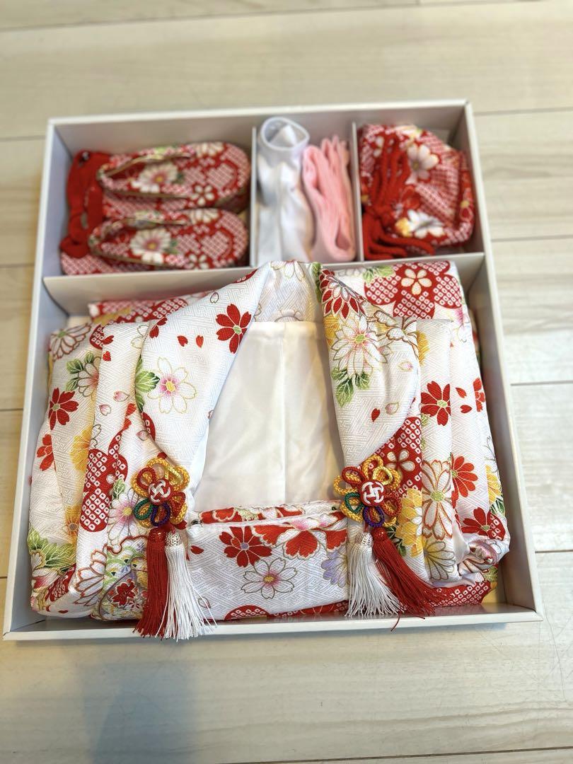 753 3歳　被布　赤い花柄