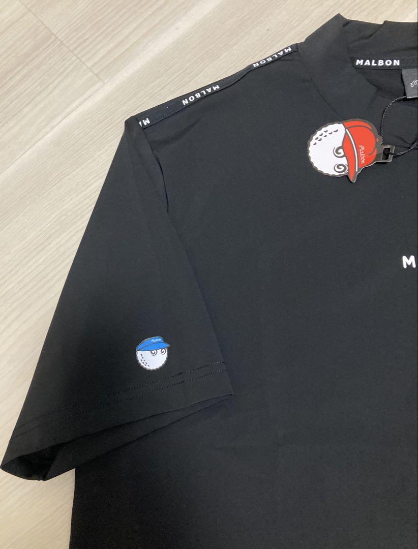 マルボンゴルフ MALBON ゴルフウエアモックネックシャツ黒Mサイズ