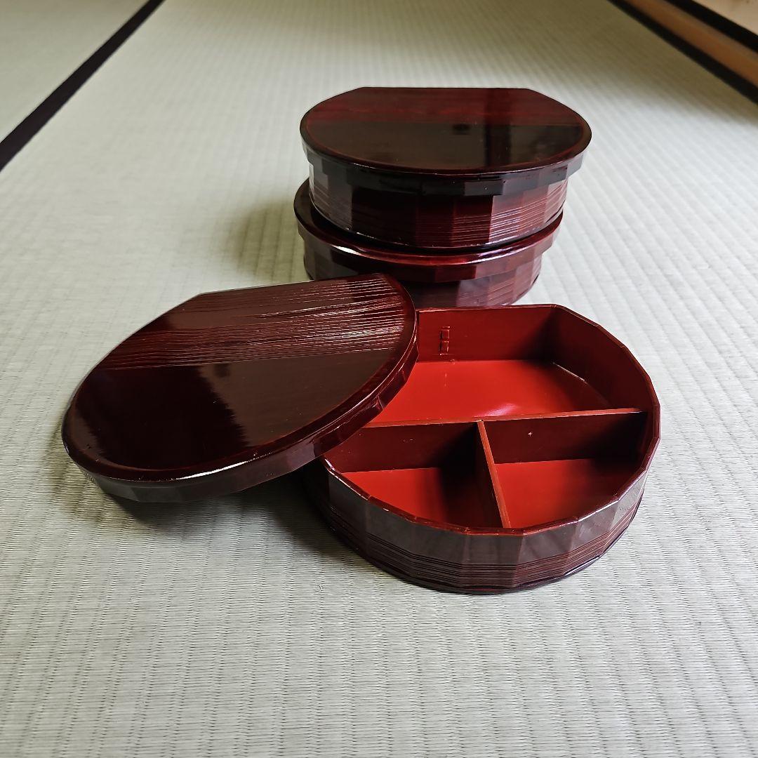 昭和レトロ/1950年代前半物】木製弁当箱 漆塗り弁当箱 仕切り付き20客セット 昭和レトロ/1950年代前半物】木製弁当箱 漆塗り弁当箱 仕切り付き20客セット