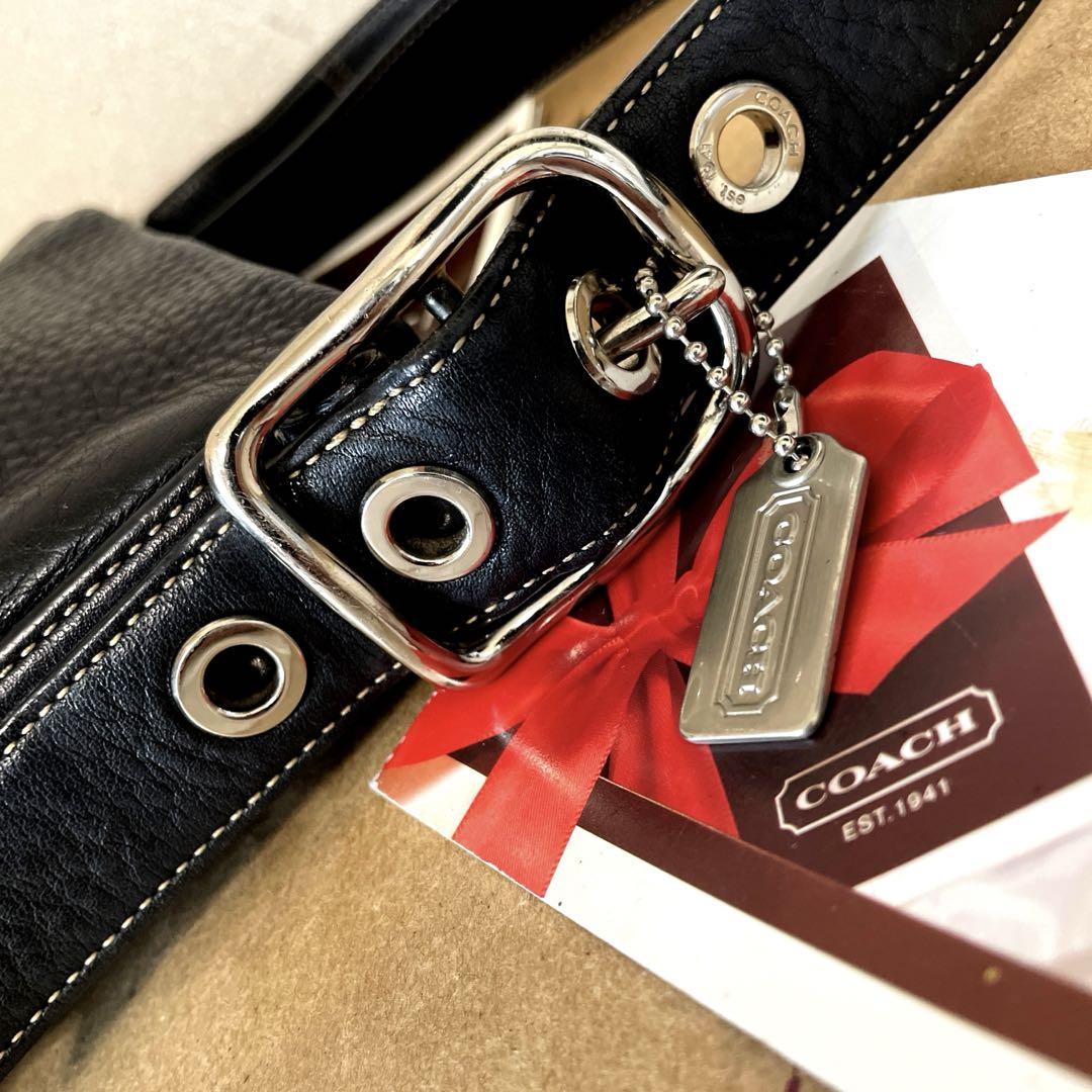 COACH‼️超美品(^^)高級感のあるBLACKレザーショルダーバック‼️