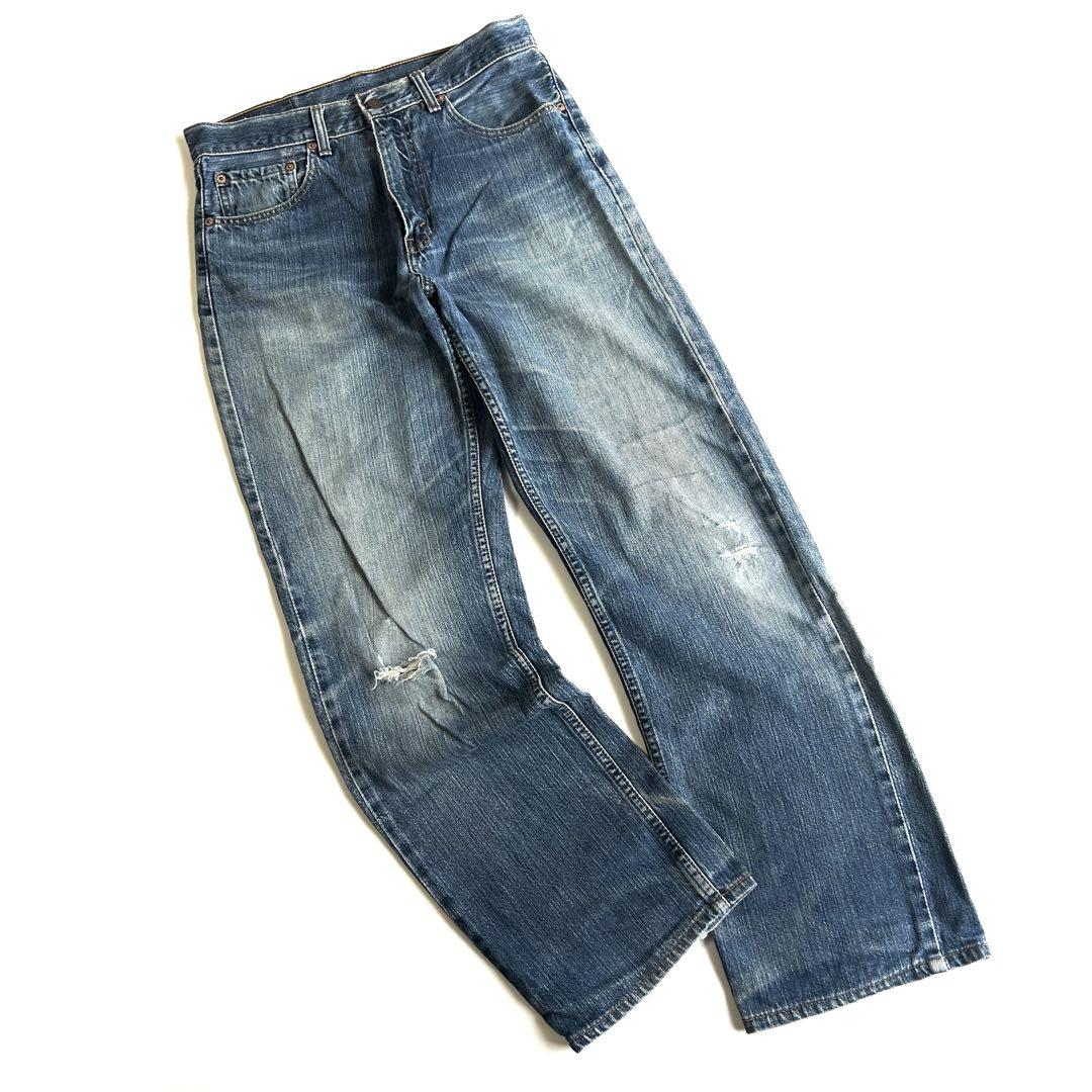 Levi's　512　デニムパンツ　ジーンズ　ストレート　ダメージ加工　古着　青