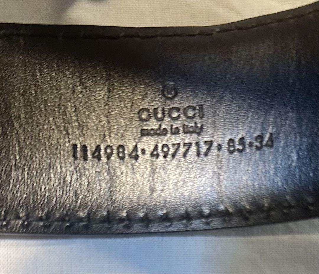 【GUCCI グッチ 本革レザーベルト 114984・497717 ブラック】