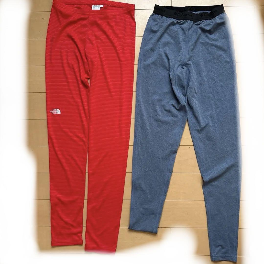 THE NORTH FACE レッドタイツ & Columbia グレータイツ