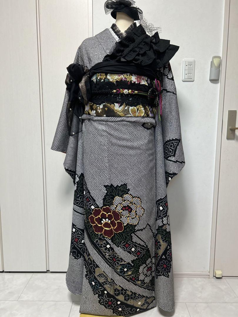 pon様専用 振袖フルセット グレー系 総絞り モモ