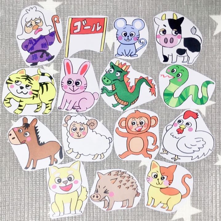 メルカリ カラーコピー素材 十二支のおはなしペープサートパネルシアター15枚人気干支教材 知育玩具 780 中古や未使用のフリマ