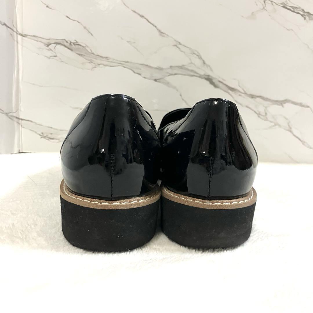 DIANA ローファー エナメル 黒 ブラック 24.5㎝　通勤 通学 タッセル