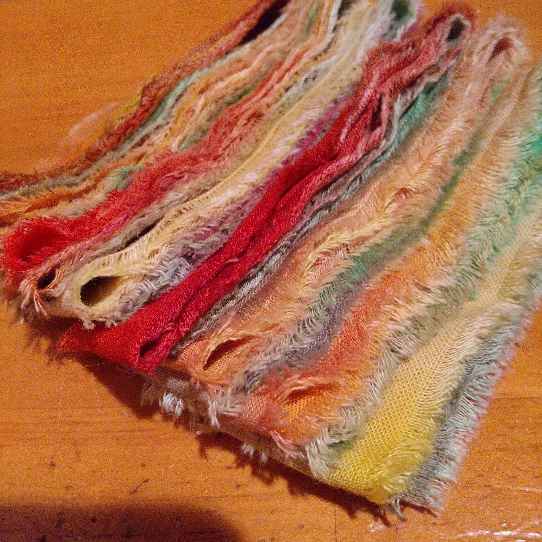 119.ジャンクジャーナル素材。手染めフリンジ加工裂き布リボン 完売